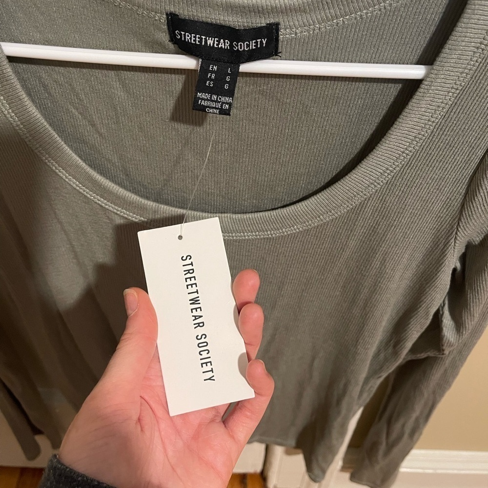 Olive Green Long Sleeve Top - Picture 4 of 5